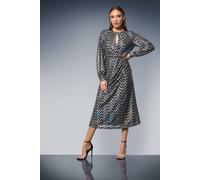 Debenhams Keyhole Detail Ruched Front Metallic Detail Jersey Midi Dress In Black black 16