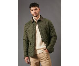 Debenhams Khaki Cord Collar Diamond Quilted Jacket khaki