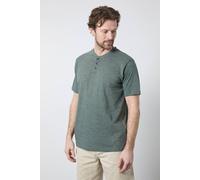 Maine Men's Khaki Short Sleeve Slub Grandad Neck T-Shirt | Size: Large Maine Khaki L