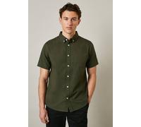 Debenhams Khaki Textured Short Sleeve Shirt khaki S