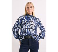 Leopard Print High Neck Blouson Sleeve Blouse Principles Animal 16