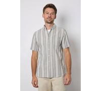 Debenhams Men's Light Blue Textured Stripes Short Sleeve Button Down Shirt | Size: Small