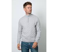Debenhams Men's Light Grey Cable Half Zip Jumper | Size: 3XL