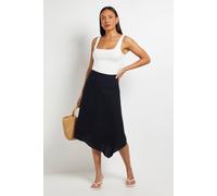 Debenhams Linen Blend Dipped Hem Skirt In Navy navy