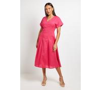 Principles Women's Linen Blend Pleat Detail Midi Dress in Pink | Size: 18 Principles Pink 18
