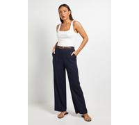 Principles Women's Linen Blend Straight Trouser in Navy | Size: 18 Principles Navy 18