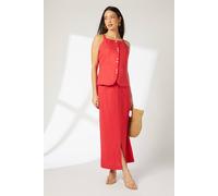 Debenhams Linen Pencil Skirt In Red red 10