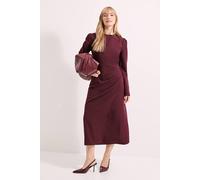 Debenhams Long Sleeve Wrap Skirt Crepe Midi Dress In Burgundy burgundy 20