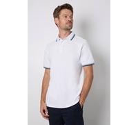 Debenhams Men's 2 Pack Pure Cotton Tipped Polo Shirts White/Navy | Size: Small