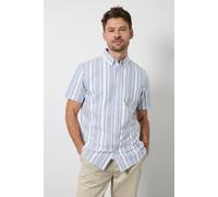 Debenhams Men's Blue Multi Stripe Short Sleeve Shirt | Size: 3XL