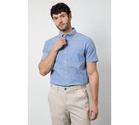 Debenhams Men's Blue Multi Stripe Short Sleeve Shirt | Size: Large