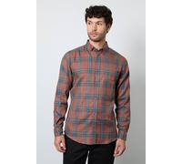 Debenhams Men's Brick Rust Window Check Long Sleeve Shirt in Red | Size: Medium