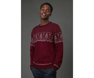 Debenhams Men's Burgundy Knitted Christmas Jumper | Size: 2XL