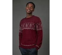 Debenhams Men's Burgundy Knitted Christmas Jumper | Size: XL
