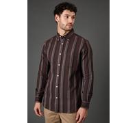 Debenhams Men's Burgundy Stripe Long Sleeve Shirt | Size: 2XL