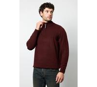 Debenhams Men's Burgundy Yoke Detail Half Zip Knitted Jumper | Size: Medium