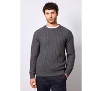 Debenhams Men's Charcoal Cable Knitted Crew Neck Jumper | Size: 2XL