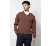 Debenhams Men's Chocolate Brown Premium Pure Cotton V-neck Jumper | Size: Small