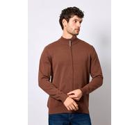 Debenhams Men's Chocolate Brown Premium Pure Cotton Zip Thru Knit Jumper | Size: 2XL