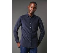 Debenhams Men's Corduroy Long Sleeve Shirt in Dark Blue | Size: Small