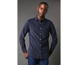 Debenhams Men's Corduroy Long Sleeve Shirt in Dark Blue | Size: XL