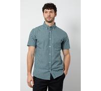 Debenhams Men's Dark Green Gingham Short Sleeve Shirt | Size: Small