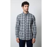Debenhams Men's Dark Grey Plaid Check Long Sleeve Shirt in Dark Green | Size: Medium