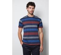 Debenhams Men's Dark Red Feeder Block Stripe T-Shirt | Size: 2XL