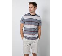 Debenhams Men's Light Grey Stripe T-Shirt | Size: Small