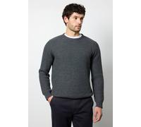 Debenhams Men's Mid Grey Ribbed Crew Neck Jumper | Size: Small