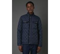 Debenhams Men's Navy Funnel Neck Four Pocket Quilted Jacket | Size: 2XL