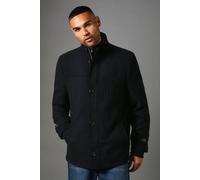 Debenhams Men's Navy Funnel Neck Wool Blend Jacket | Size: XL
