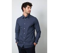 Debenhams Men's Navy Mini Print Long Sleeve Shirt | Size: 2XL