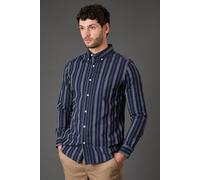 Debenhams Men's Navy Stripe Long Sleeve Shirt in Black | Size: XL Debenhams Black XL