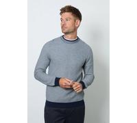 Maine Men's Navy White Textured Crew Neck Jumper | Size: XL Maine Navy XL