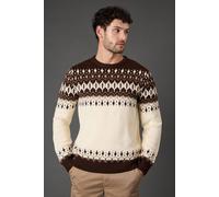 Debenhams Men's Off White Chunky Fairisle Pattern Knitted Christmas Jumper | Size: XL