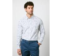 Debenhams Men's Off White Floral Print Long Sleeve Shirt | Size: Medium