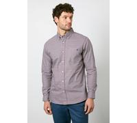 Debenhams Men's Off White Red Micro Check Long Sleeve Shirt | Size: Small