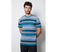 Debenhams Men's Petrol Barbados Stripe T-Shirt | Size: Medium