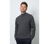 Debenhams Men's Premium Pure Cotton Cable Half Zip Jumper in Grey | Size: 2XL