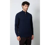 Debenhams Men's Premium Pure Cotton Cable Half Zip Jumper in Navy | Size: Small