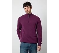 Maine Men's Premium Pure Cotton Half Zip Funnel Jumper in Plum | Size: Large Maine Plum L