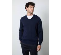 Maine Mens Premium Cotton V Neck Jumper (L) (Navy)