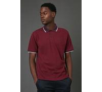 Debenhams Men's Red Tipped Pique Polo Shirt | Size: Small