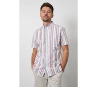 Debenhams Men's Rust Orange Multi Stripe Short Sleeve Shirt | Size: Small