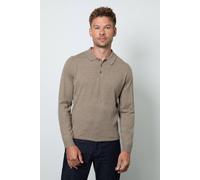 Debenhams Men's Taupe Long Sleeve Knitted Polo | Size: Small