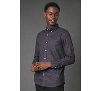 Debenhams Men's Tile Print Long Sleeve Shirt in Pink | Size: 16 inches Debenhams Pink 16 inches