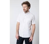 Debenhams Men's White Short Sleeve Linen Blend Shirt | Size: Medium