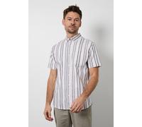 Debenhams Men's White Stripe Short Sleeve Shirt | Size: Medium