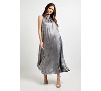 Debenhams Metallic Halterneck Maxi Dress In Silver silver